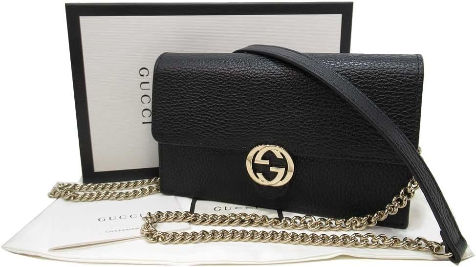 Túi đeo vai Gucci 615523 dành cho nữ, Khóa G, Da, Dây đeo xích, Kiểu dáng Outlet, Màu đen